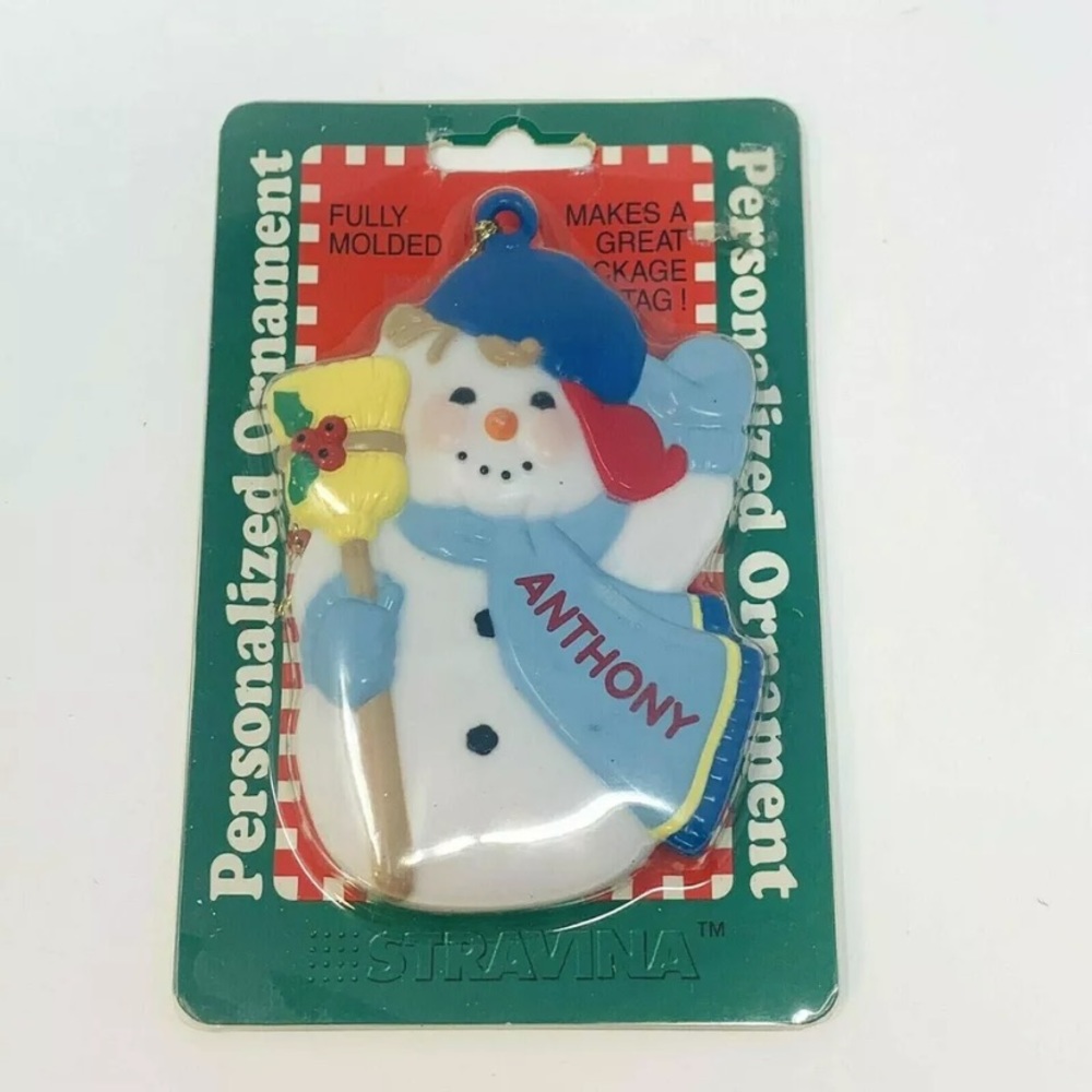 NEW Vintage Christmas Personalized Name Ornament “Anthony” 90s Retro Snowman